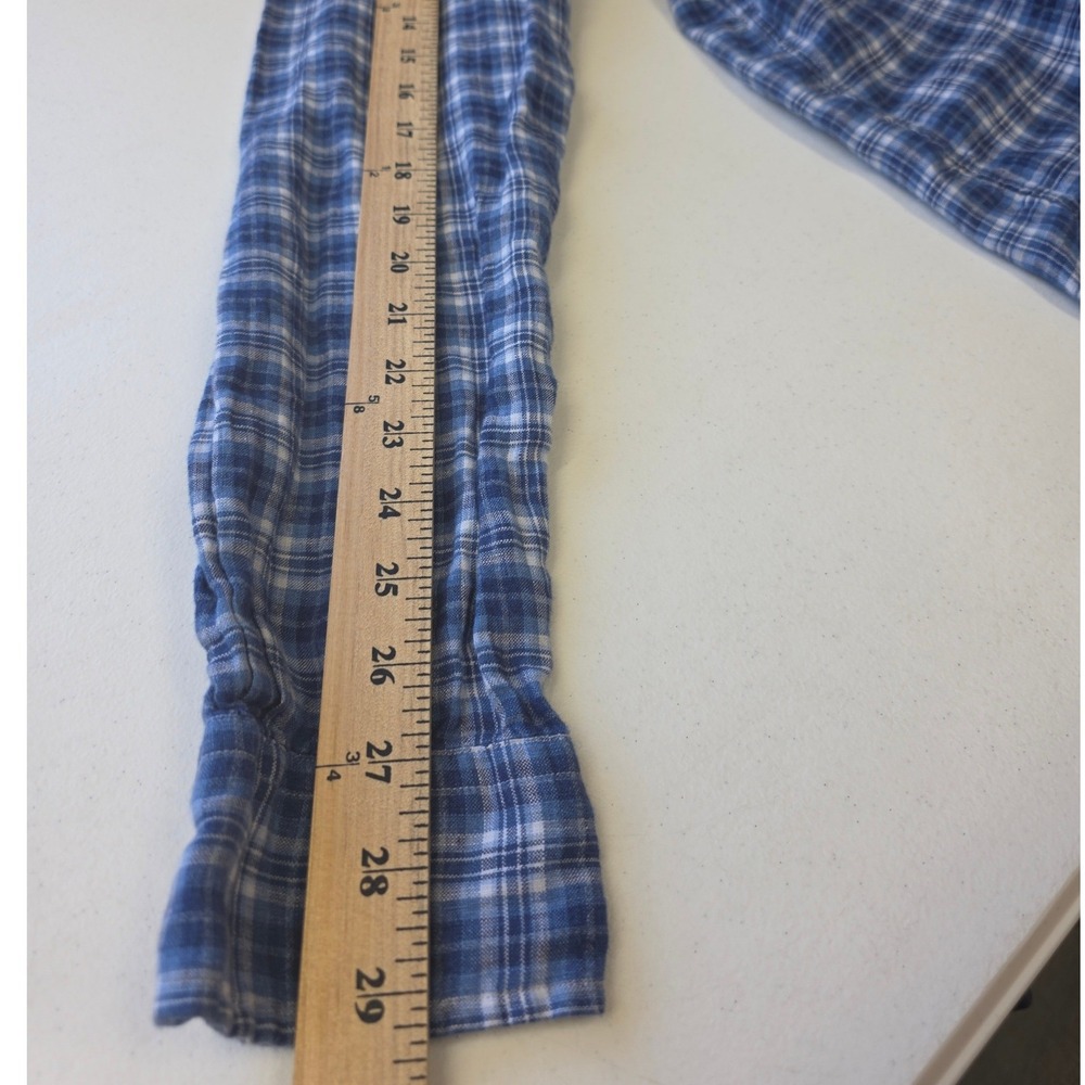 Polo Ralph Lauren Mens Blue Plaid 100% Linen Long Sleeve Button Down Shirt Large - Picture 8 of 8
